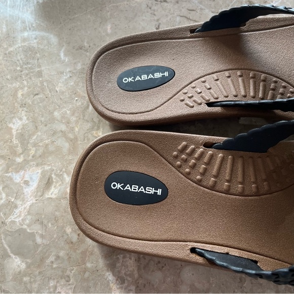 Okabashi brown and black thong flip flop sandals size large - Picture 5 of 6